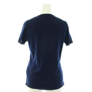 ARMANI COLLEZIONI ニット セーター Tシャツ ラウンドネック 半袖 無地 ハイゲージ ウール 40 S 紺 ネイビー