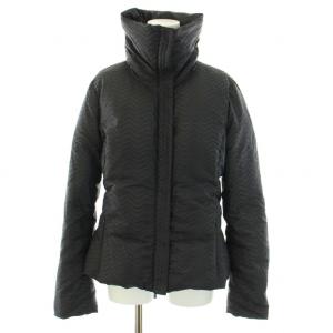 ダウンジャケット アウター スタンドカラー 総柄 40 XS 黒 ブラック