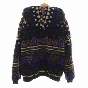 ETRO フリースジャケット フード 総柄 ジップアップ 48 マルチカラー
