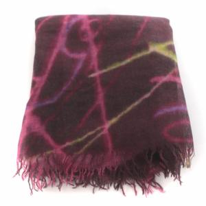 LANVIN en Bleu シアーストール ショール フリンジ 総柄 カシミヤ ピンク 紫 パープル