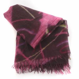 LANVIN en Bleu シアーストール ショール フリンジ 総柄 カシミヤ ピンク 紫 パープル