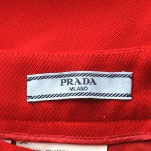 PRADA 19AW フレアスカート ミモレ ロング ウール 38S XS 赤 レッド