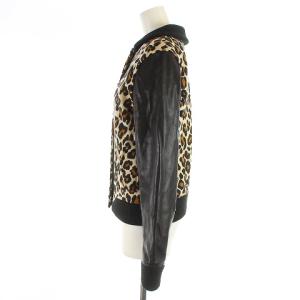 MUVEIL Muguel Fifth Avenue レオパード柄スタジャン ブルゾン 中綿ジャケット 切替 レザー 馬革 ヒョウ柄 38