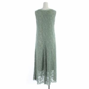 Diagram GRACE CONTINENTAL 20AW レースフレアワンピース ミモレ ロング ノースリーブ スリットネック 36 S 緑 グリーン 0320331348