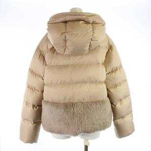 EPOCA ショート丈 ムートン ダウンジャケット フード ジップアップ 切替 ファー 40 M ベージュ M5A06459