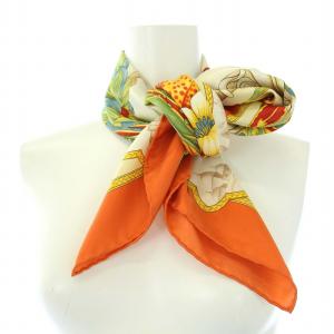 Salvatore Ferragamo スカーフ ラクダ 総柄 オレンジ マルチカラー