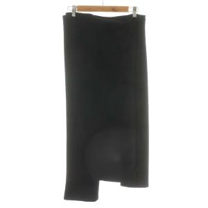 ジャージ地巻きスカート風ラップパンツ アシンメトリー ウール 1 S 黒 ブラック FV-P29-905