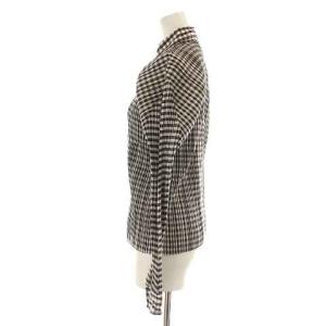 PLEATS PLEASE ISSEY MIYAKE イッセイミヤケ ボタンダウンシャツ 長袖 ギンガムチェック プリーツ 切替 3 L 茶 ブラウン 白 ホワイト 黒 ブラック