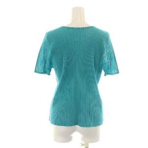 PLEATS PLEASE ISSEY MIYAKE イッセイミヤケ カットソー 半袖 クルーネック メッシュ プリーツ シアー シースルー 水色