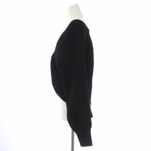 UN3D. CROSS KT TOP クロスニットトップ Vネック 長袖 ワッフル編み F 黒 ブラック 522222601501-01