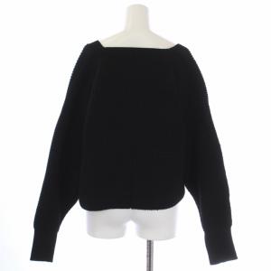 UN3D. CROSS KT TOP クロスニットトップ Vネック 長袖 ワッフル編み F 黒 ブラック 522222601501-01