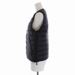 DANTON INNER DOWN VEST ダウンベスト ジャケット Vネック ロゴ ワッペン ナイロン 34 XS 黒 ブラック JD-8750