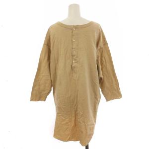 AMERICANA カットソー 長袖 ドロップショルダー バックボタン バックロング ベージュ