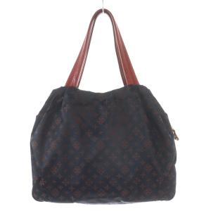 russet ハンドバッグ トートバッグ モノグラム ロゴチャーム ナイロン レザー 紺 ネイビー 赤 レッド