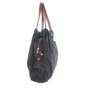 russet ハンドバッグ トートバッグ モノグラム ロゴチャーム ナイロン レザー 紺 ネイビー 赤 レッド