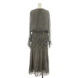 Plage RIAM ｷﾞｬｻﾞｰﾀｲﾄ OP ワンピース マキシ ロング 長袖 ドット柄 36 S 白 ホワイト 黒 ブラック