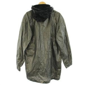 EMPORIO ARMANI ミドルコート ジップアップ スタンドカラー フード収納 M シルバー色 グレー