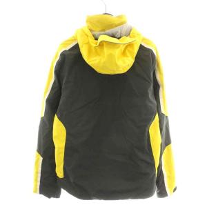 EMPORIO ARMANI 中綿ジャケット ジップアップ フード ロゴ スタンドカラー M グレー 黄色 イエロー 白 ホワイト