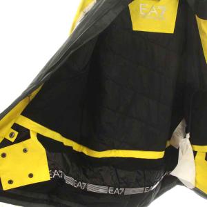 EMPORIO ARMANI 中綿ジャケット ジップアップ フード ロゴ スタンドカラー M グレー 黄色 イエロー 白 ホワイト