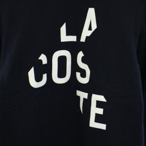 LACOSTE フリーススウェットシャツ トレーナー クルーネック 長袖 ロゴプリント 3 M 紺 ネイビー 白 ホワイト