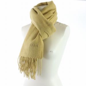 Chloe マフラー ストール フリンジ ロゴ 黄色 イエロー OH JS