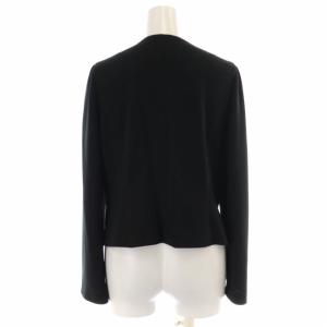 M'S GRACY 23年製 フリルノーカラージャケット ジップアップ 背抜き スプリング 38 M 黒 ブラック