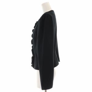 M'S GRACY 23年製 フリルノーカラージャケット ジップアップ 背抜き スプリング 38 M 黒 ブラック