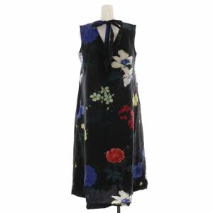Diagram GRACE CONTINENTAL 17SS ワンピース フレア ロング ノースリーブ 花柄 リボン 36 S 黒 ブラック