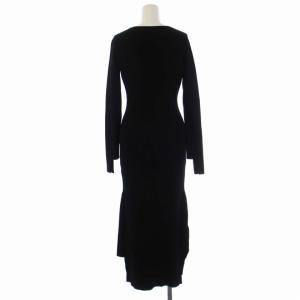 UN3D. 17AW リブワンピース ロング 長袖 Vネック F 黒 ブラック 521750300601-01