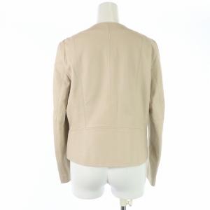 ANAYI 22SS ラムレザークルージャケット ノーカラー ジップアップ 羊革 38 M ベージュ 10221710200