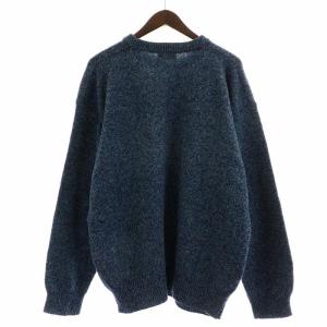 VALENTINO ヴィンテージ  ケーブルニット セーター 長袖 ウール ロゴ刺繍 5 L 紺 ネイビー 緑 グリーン