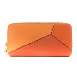 LOEWE パズル 長財布 ラウンドファスナー 小銭入れ レザー オレンジ
