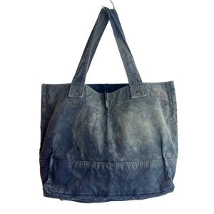 USED加工 ペイント キャンバス トートバッグ ネイビー グリーン 紺 緑