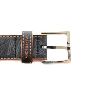 MARK&LONA ベルト ハトメ レザー スカル ロゴ プリント 黒 ブラック オレンジ