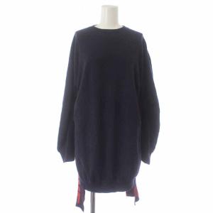 All Is Love Cutaway Sweater ニット セーター チュニック 長袖 切替 ウール 36 S 紺 ネイビー