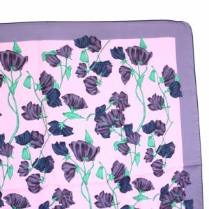 PRADA スカーフ 花柄 絹 シルク100％ ピンク パープル 紫