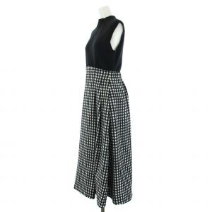 CELFORD 21AW ニットコンビワンピース ロング ギンガムチェック ノースリーブ 38 M 黒 ブラック CWF0214010