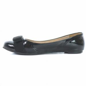 Salvatore Ferragamo ヴァラ パンプス フラットシューズ エナメル リボン 5.5 23cm 黒 ブラック