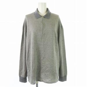 ニット  ハーフジップ 長袖 衿付き ウール L グレー
