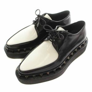 ドレスシューズ レザー バイカラー ロックスタッズ レースアップ 36 23cm ホワイト ブラック