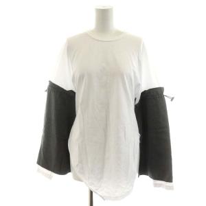 20AW カットソー 長袖 切替 コットン 38 M グレー 白 ホワイト 300DA330-2970