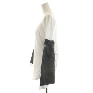 ENFOLD 20AW カットソー 長袖 切替 コットン 38 M グレー 白 ホワイト 300DA330-2970