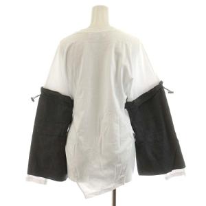 ENFOLD 20AW カットソー 長袖 切替 コットン 38 M グレー 白 ホワイト 300DA330-2970