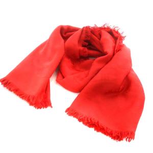 モノグラム ストール ショール フリンジ シルク 140 レッド