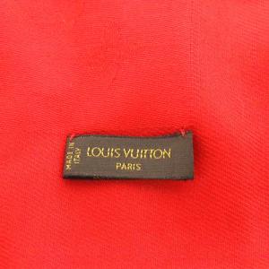 LOUIS VUITTON モノグラム ストール ショール フリンジ シルク 140 レッド
