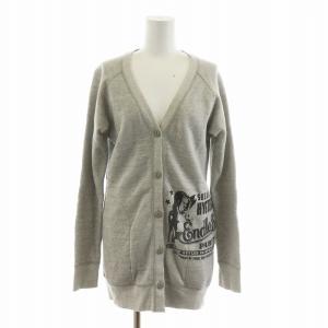 スウェットカーディガン 長袖 ロング プリント コットン F グレー