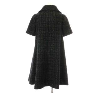 kate spade new york ステンカラーコート 半袖 シングル ロング 金ボタン ツイード ラメ S 黒 ブラック ゴールド色