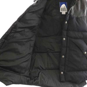 SIERRA DESIGNS ヴィンテージ 3本木タグ ダウンベスト ジレ ジャケット 切替 フェイクレザー シングル スタンドカラー M 黒 ブラック