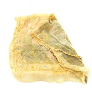 Salvatore Ferragamo スカーフ ストール シアー シースルー 総柄 ロゴ シルク100％ 黄色 イエロー