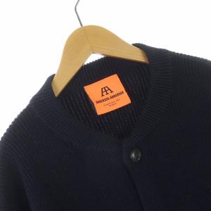 Andersen-Andersen カーディガン リブニット クルーネック 長袖 ウール M ネイビー